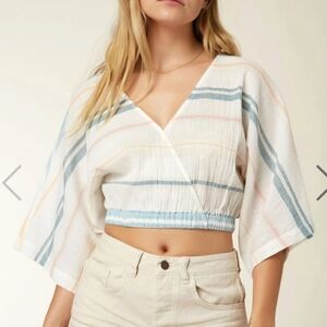O'Neill cotton Dottie stripe crop top XS